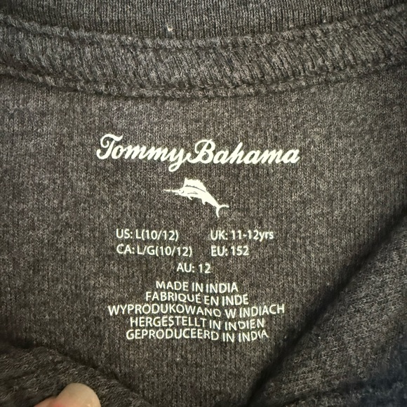 280 Tommy Bahama Kids Gray Long Sleeve Henley 10 12 Large Cozy Fall Winter - Picture 3 of 4